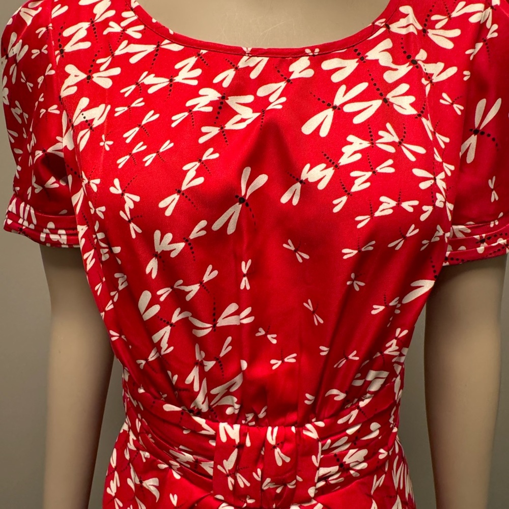 “Hi There” Red Dragonflies Dress by Karen Walker